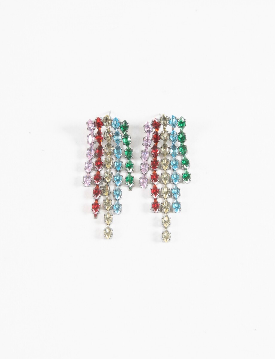 Caravanas largas strass party - multicolor 