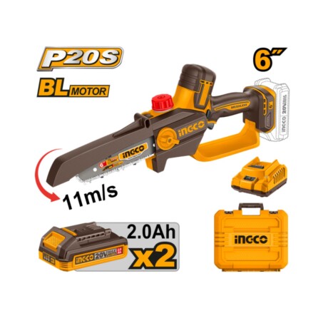 Motosierra Ingco a batería P20S 20V + Accesorios y valija Motosierra Ingco a batería P20S 20V + Accesorios y valija