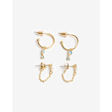 Set De Aros Con Cubic Zirconia Dorado