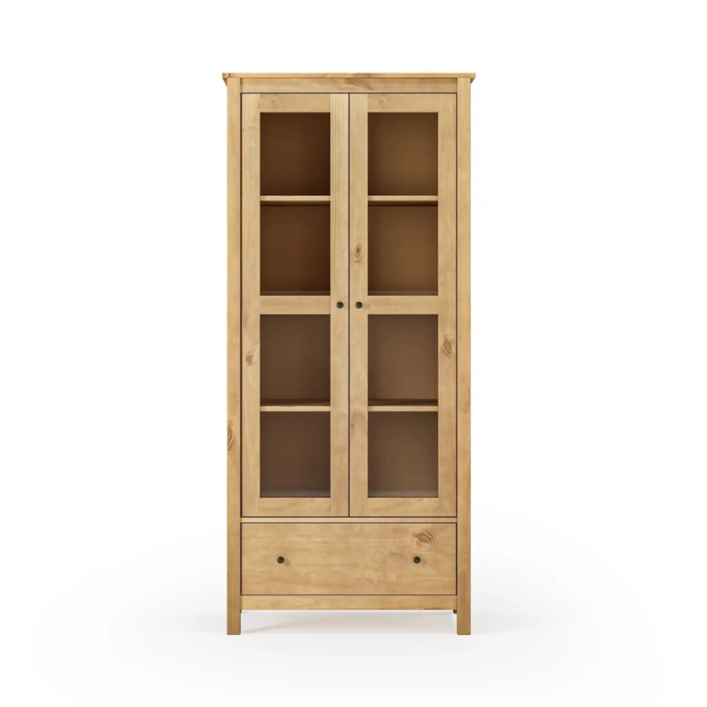 Cristalero 2 Puertas 1 Cajón Material Natural - Mari Miel