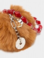 Llavero Charm Pompom Con Abalorios Facetados multicolor