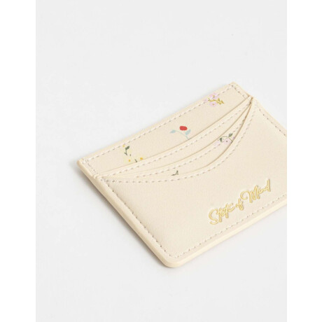 Tarjetero Cuerina Flores Amarillo Claro