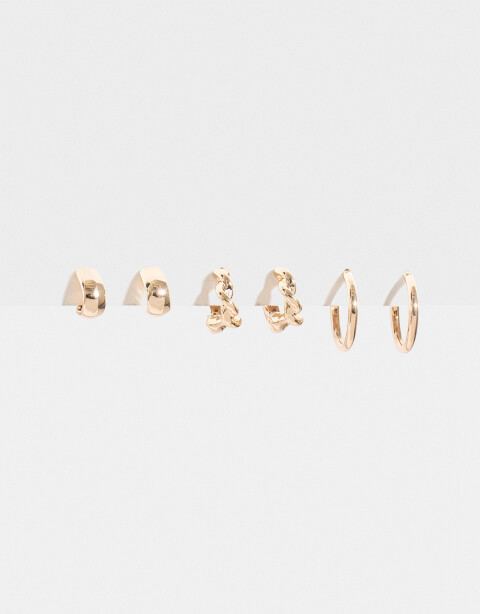 Aros Argollas Set Metal Set De Argollas - Dorado