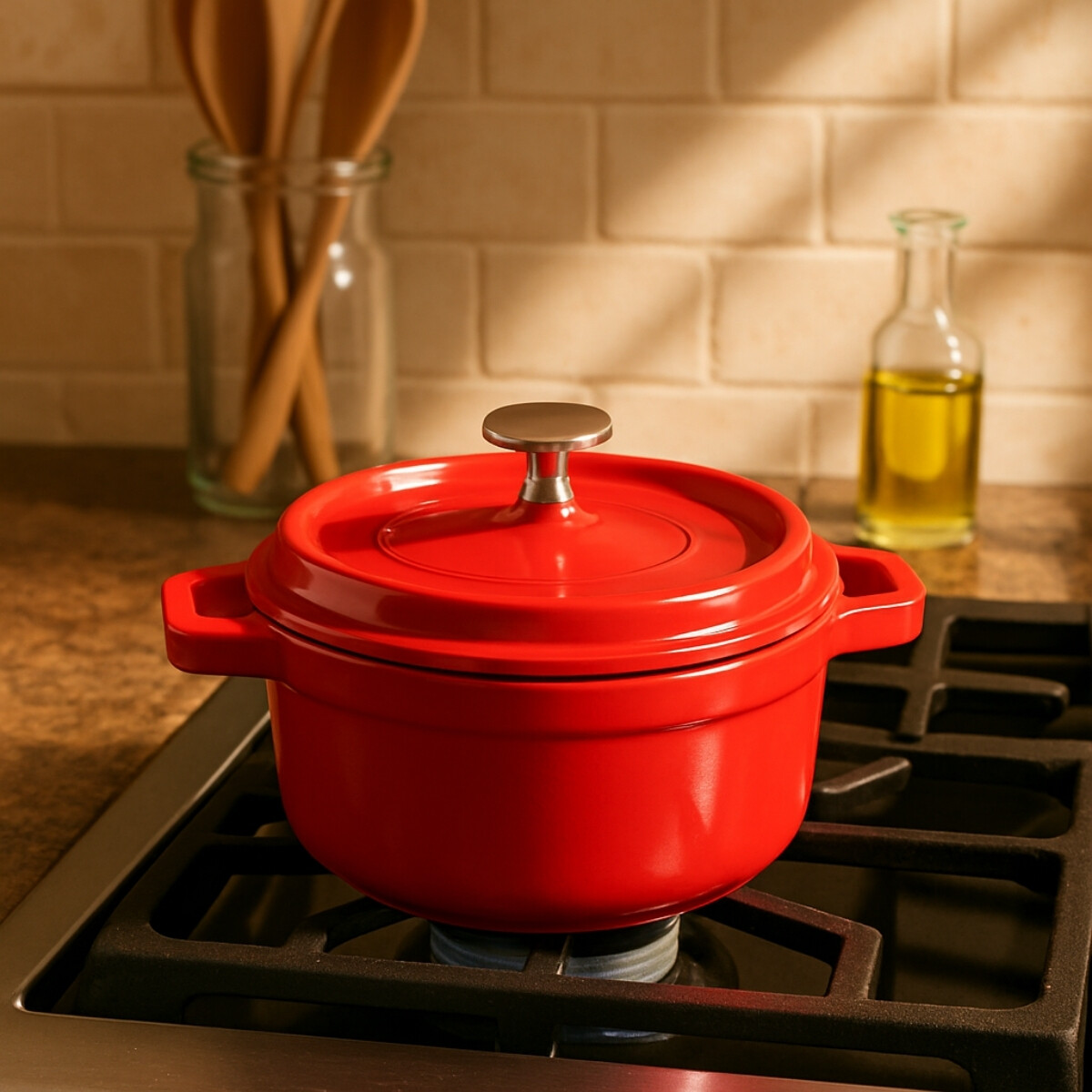 Cacerola Aluminio Fundido con tapa Naranja D.20 Cm 