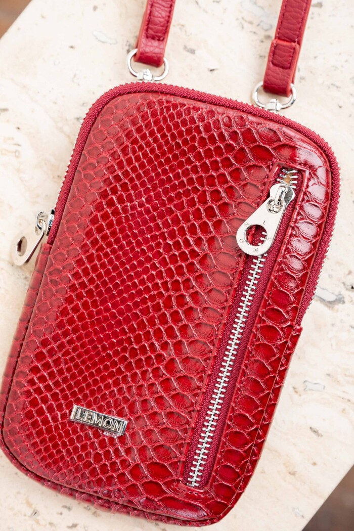 Porta Celular Croco Combinado Rojo