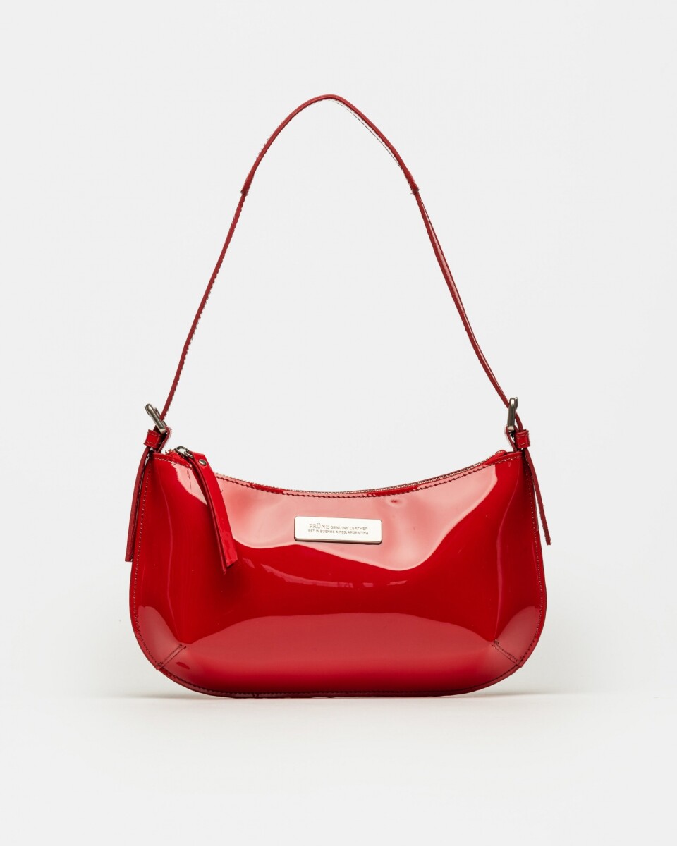 Cartera al hombro Mia en cuero charol - Rojo 