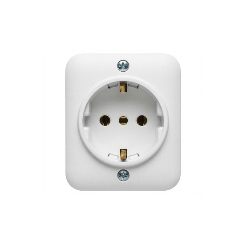 SCHUKO EXTERIOR 2P+T LAT./CENT.BCO. (V) Tomacorriente Schuko Exterior 2P+T Toma Lateral Blanco Vulcano