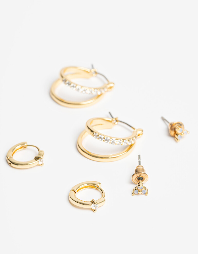 Aros Sets Cubic zirconia Set De Aros Cubic Zirconia - Dorado