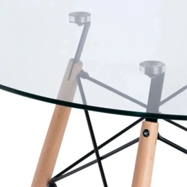 Mesa Comedor Cocina Eames Redonda Vidrio 90 Cm Premium Atrix Transparente
