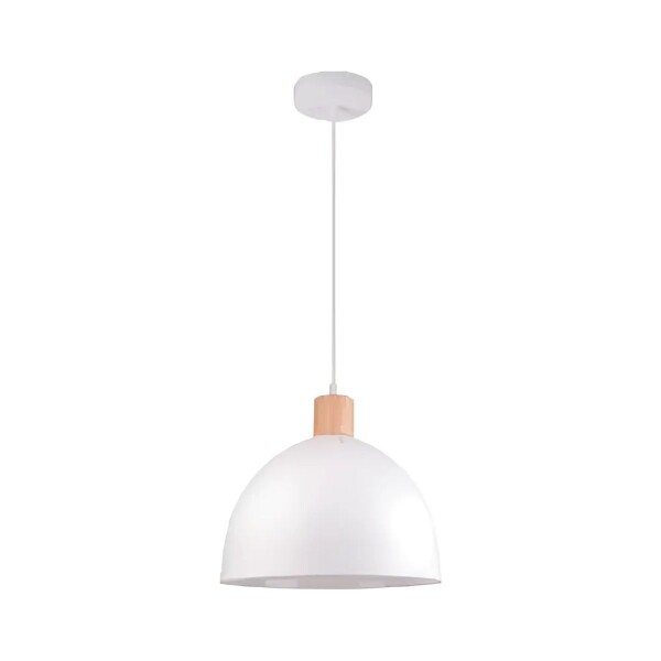 COLGANTE DECORATIVA CAMPANA E27 CON DETALLE EN MADERA BETA Blanco