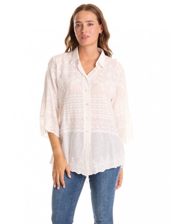 Camisa Algodon Broderie CRUDO