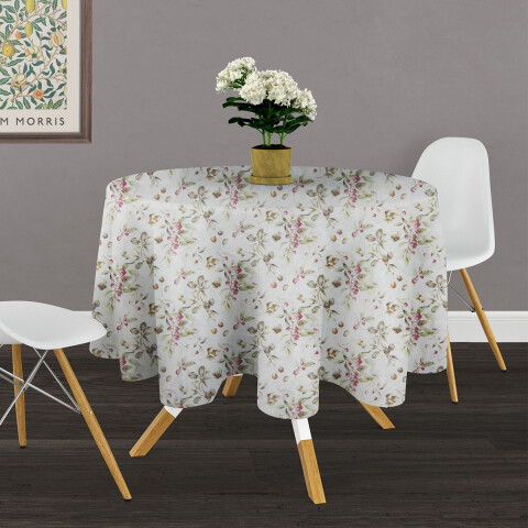 Mantel Redondo Waterproof Home Class 160 cm 4571 FLOR BLANCO