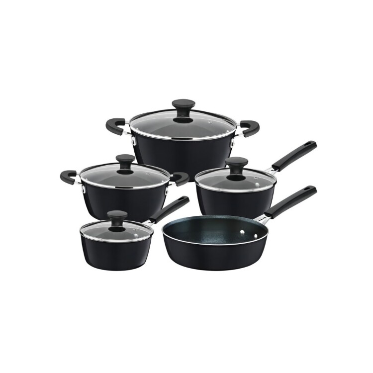 BATERIA DE COCINA TRAMONTINA GLENZ 5 PIEZAS NEGRO