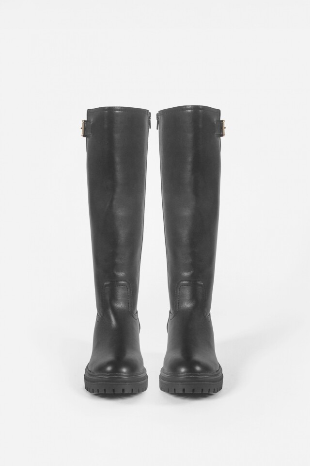 Bota de montar con hebilla negro