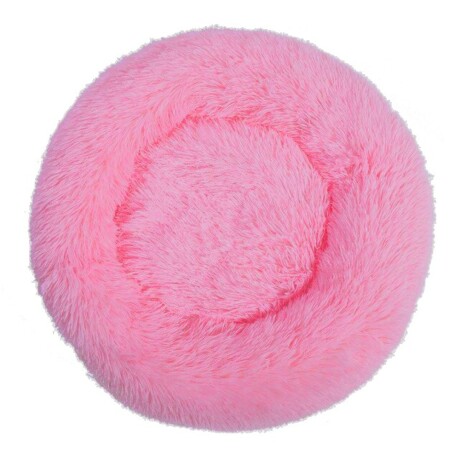 Cama Cucha Puff Redondo 80cm De Felpa P/ Mascotas Perro Gato Rosa Claro