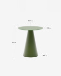 Mesa auxiliar Wilshire cristal templado glaseado y acero acabado pintado verde mate Ø50cm