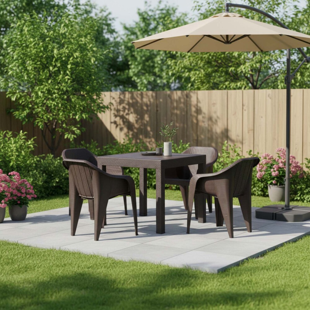 SET DE COMEDOR EXTERIOR POLIPROPILENO MARRON TURIM