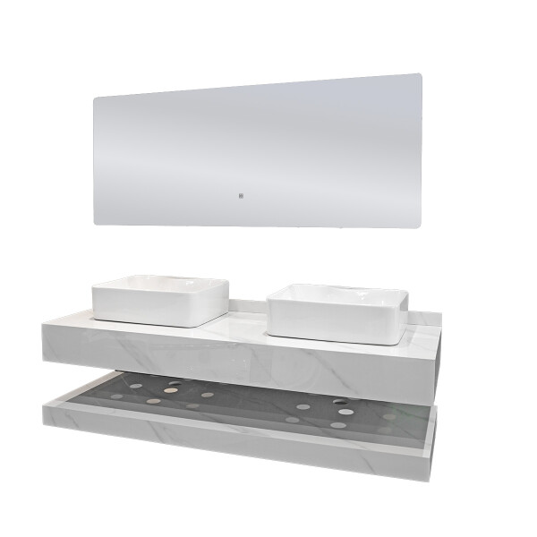 CONJUNTO DE BAÑO HABITARE MODELO NS1026-150DT / MUEBLE + BACHA + ESPEJO CON LUZ Conjunto De Baño Habitare Modelo Ns1026-150dt / Mueble + Bacha + Espejo Con Luz