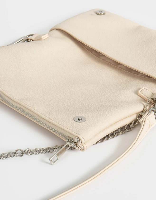 Bandoleras Boho Bandolera De Cuerina Con Solapa - Blanco Crudo