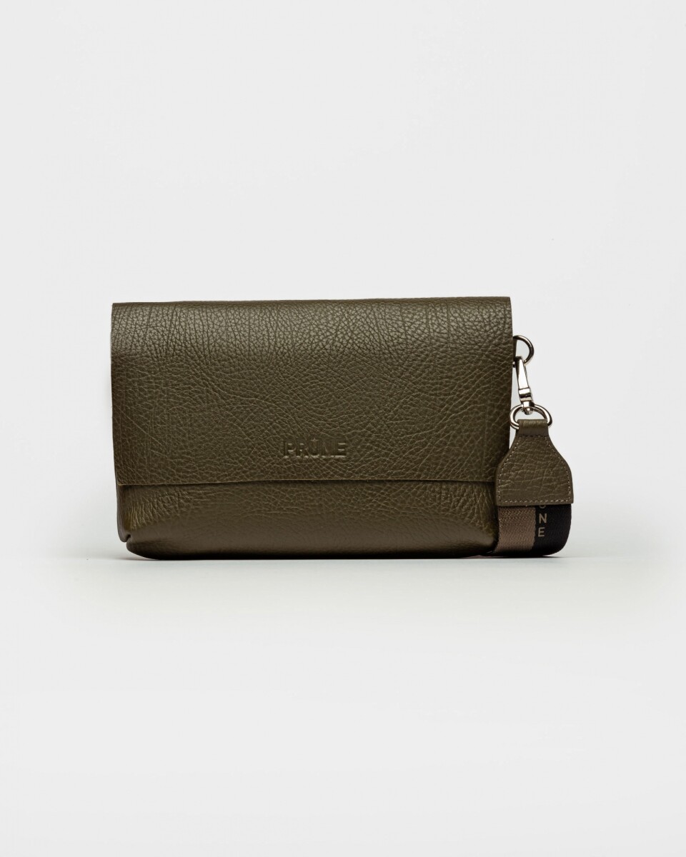 Morral Olivia En Cuero Graneado - Verde 