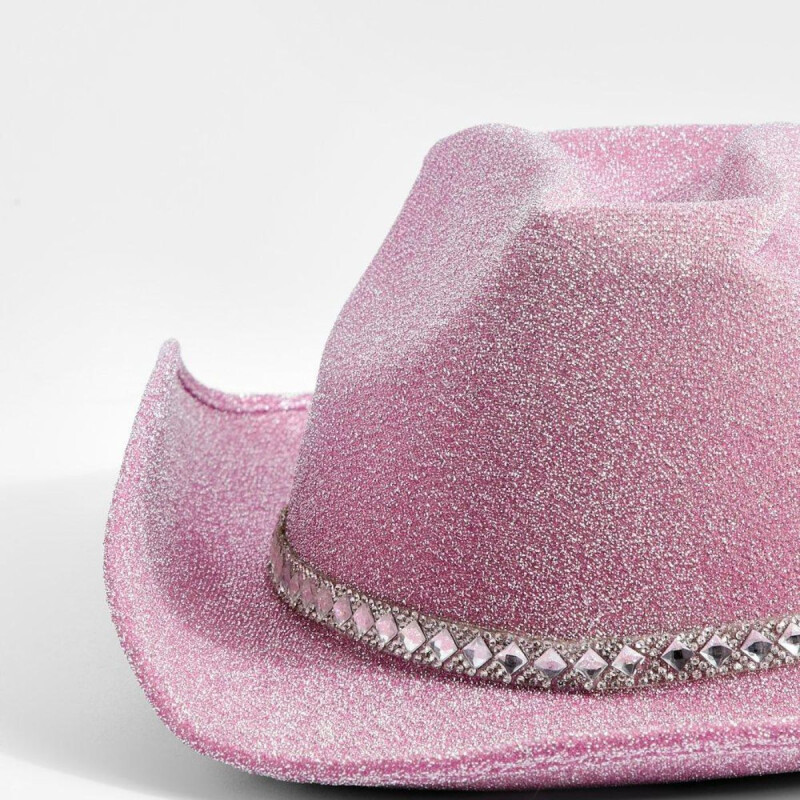 Gorro Cowboy Brilloso Rosa