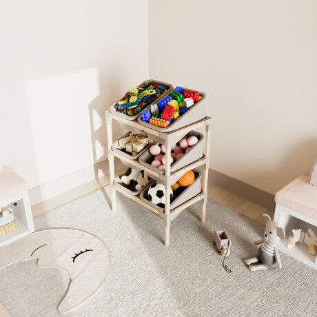 Estantería Organizadora Rack 6 Cajones 90x55x39Cm Madera PP Beige