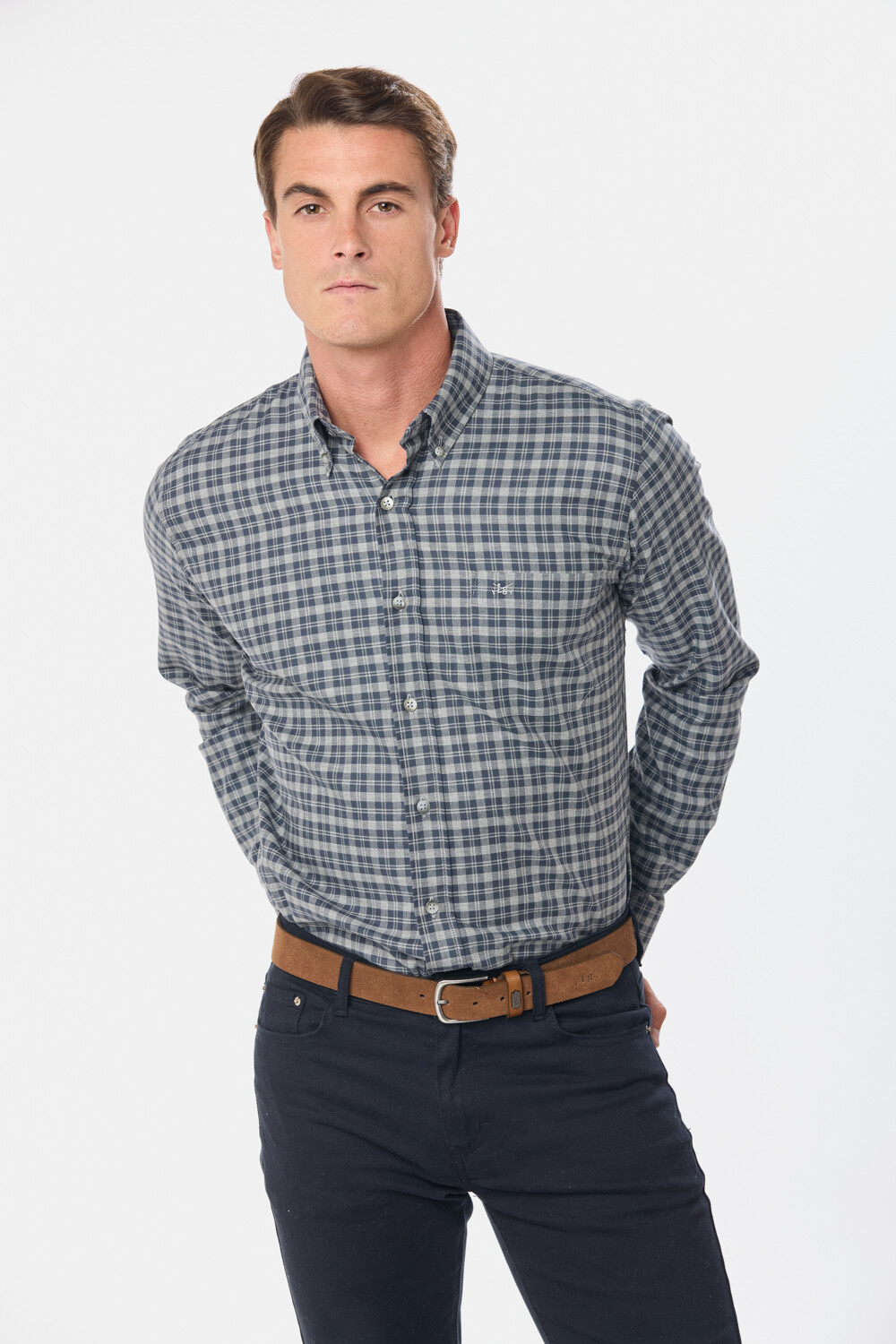 CAMISA SPORTS A CUADROS Gris