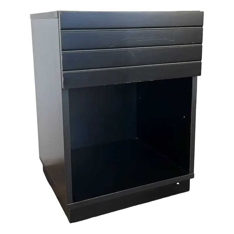 Mesa de luz negra con 1 cajón - MERCADERIA CON DETALLES Mesa de luz negra con 1 cajón - MERCADERIA CON DETALLES