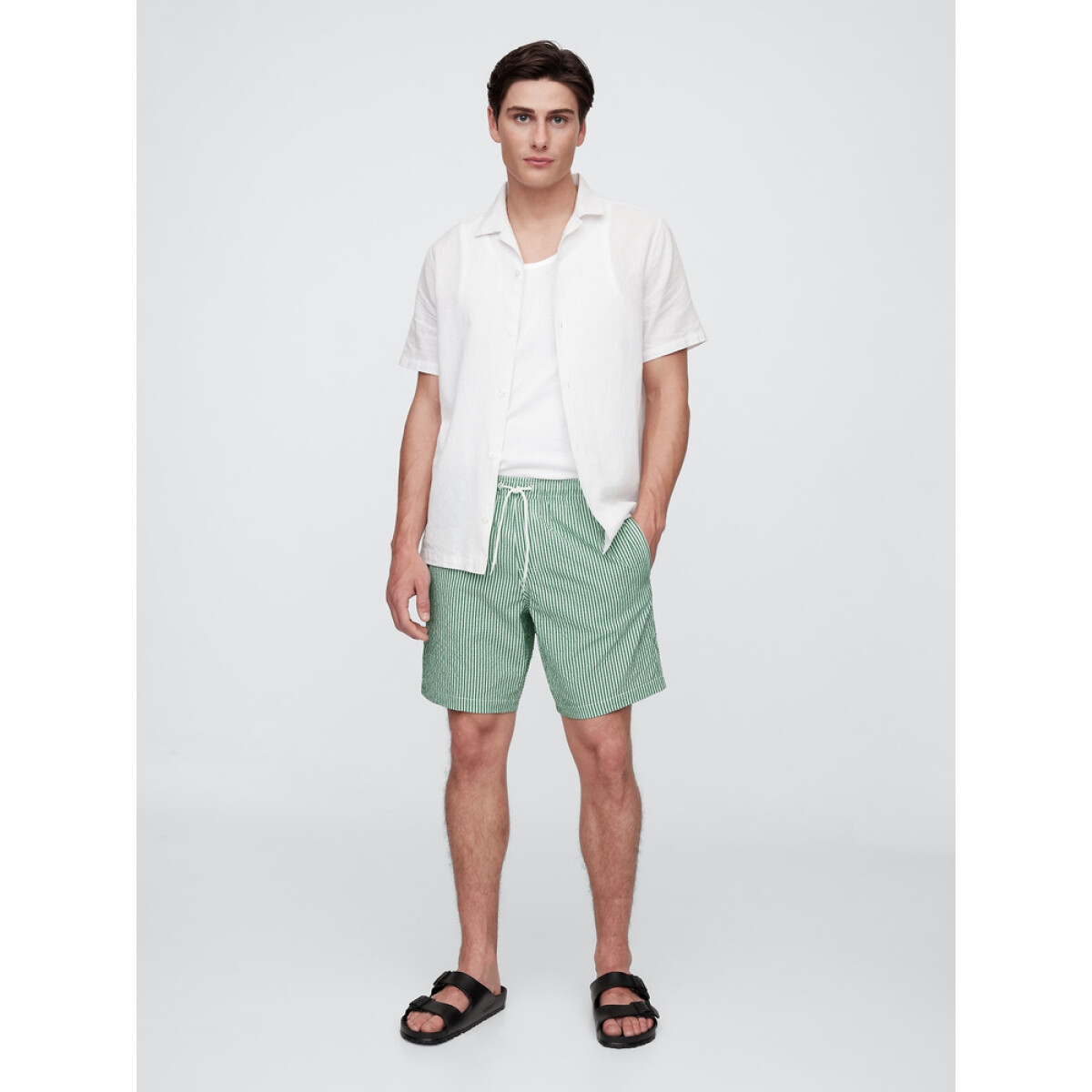 V-6IN SWIM TRUNK - GREEN STRIPE 