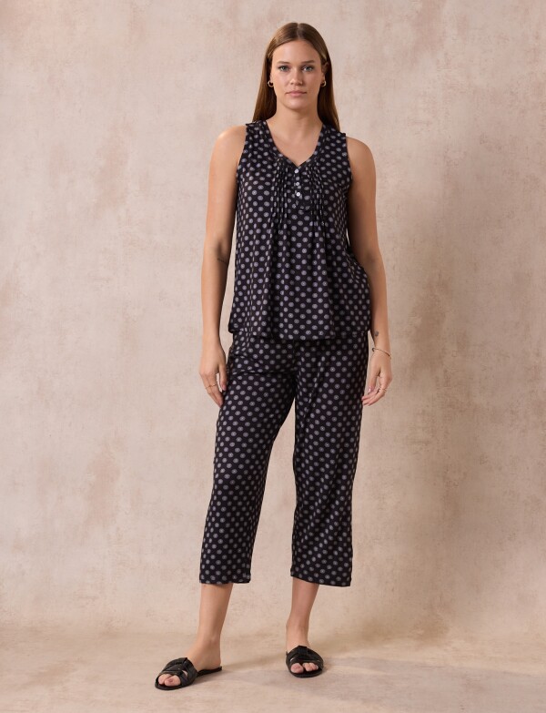 Pijama C/capri NEGRO/BLANCO