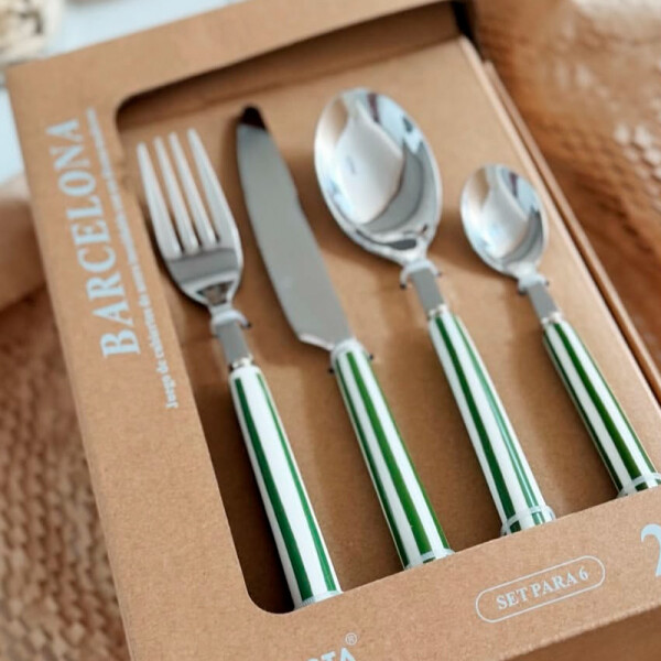 Set Cubiertos Rayas 6 personas l verde Set Cubiertos Rayas 6 personas l verde