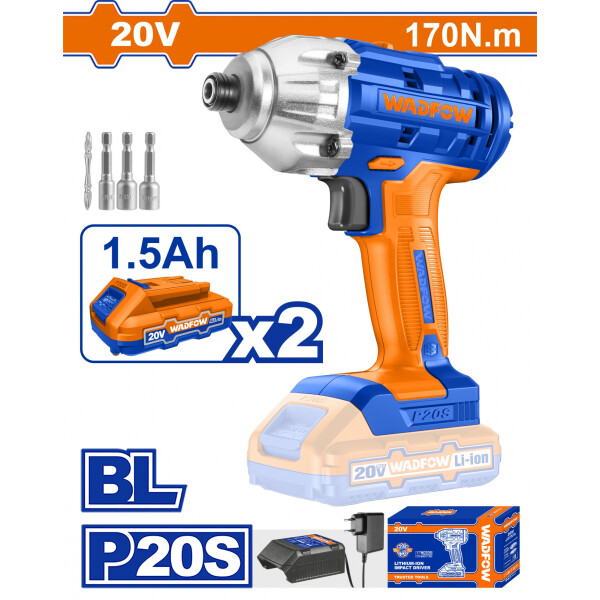 ATORNILLADOR DE IMPACTO 20VOLT WADFOW 2 BAT 1.5 AH 1 CARGADOR ATORNILLADOR DE IMPACTO 20VOLT WADFOW 2 BAT 1.5 AH 1 CARGADOR