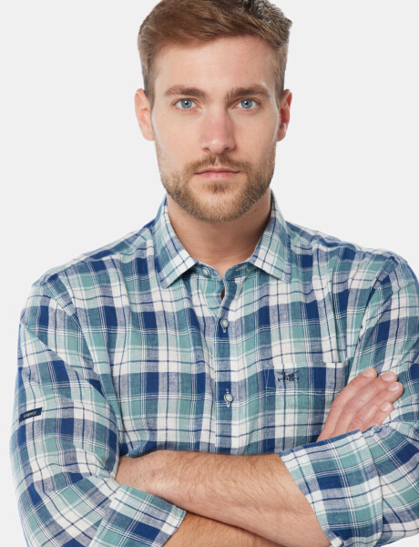 CAMISA DE LINO A CUADROS Verde