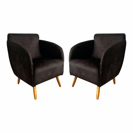 Pack x2 Sillón poltrona 1 cuerpo Lumax Kira nórdico de tela Negro