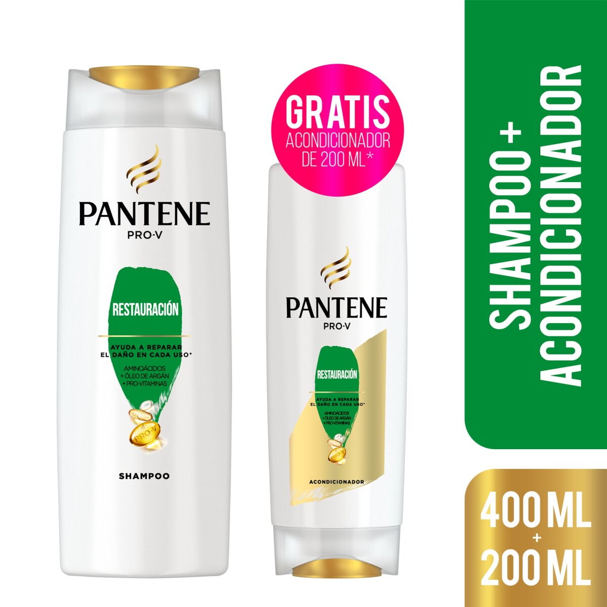 Pack Pantene Restauración Shampoo 370 ml + Acondicionador 200 ml | Cuidado Completo