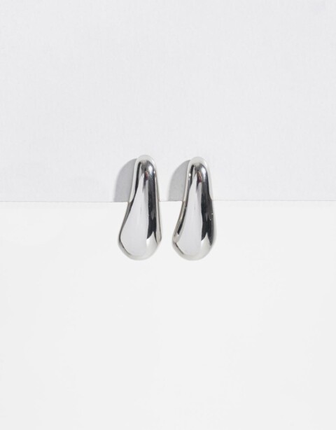 Aros Colgantes Cortos Metal Aros Cortos Chunky - Plateado Rodio