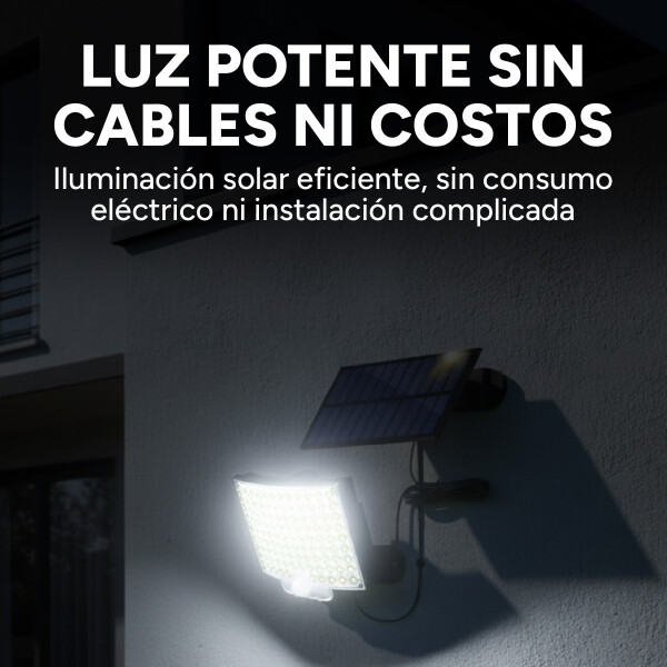 Foco Led Reflector Solar Recargable 20w Sensor Control Variante Fría