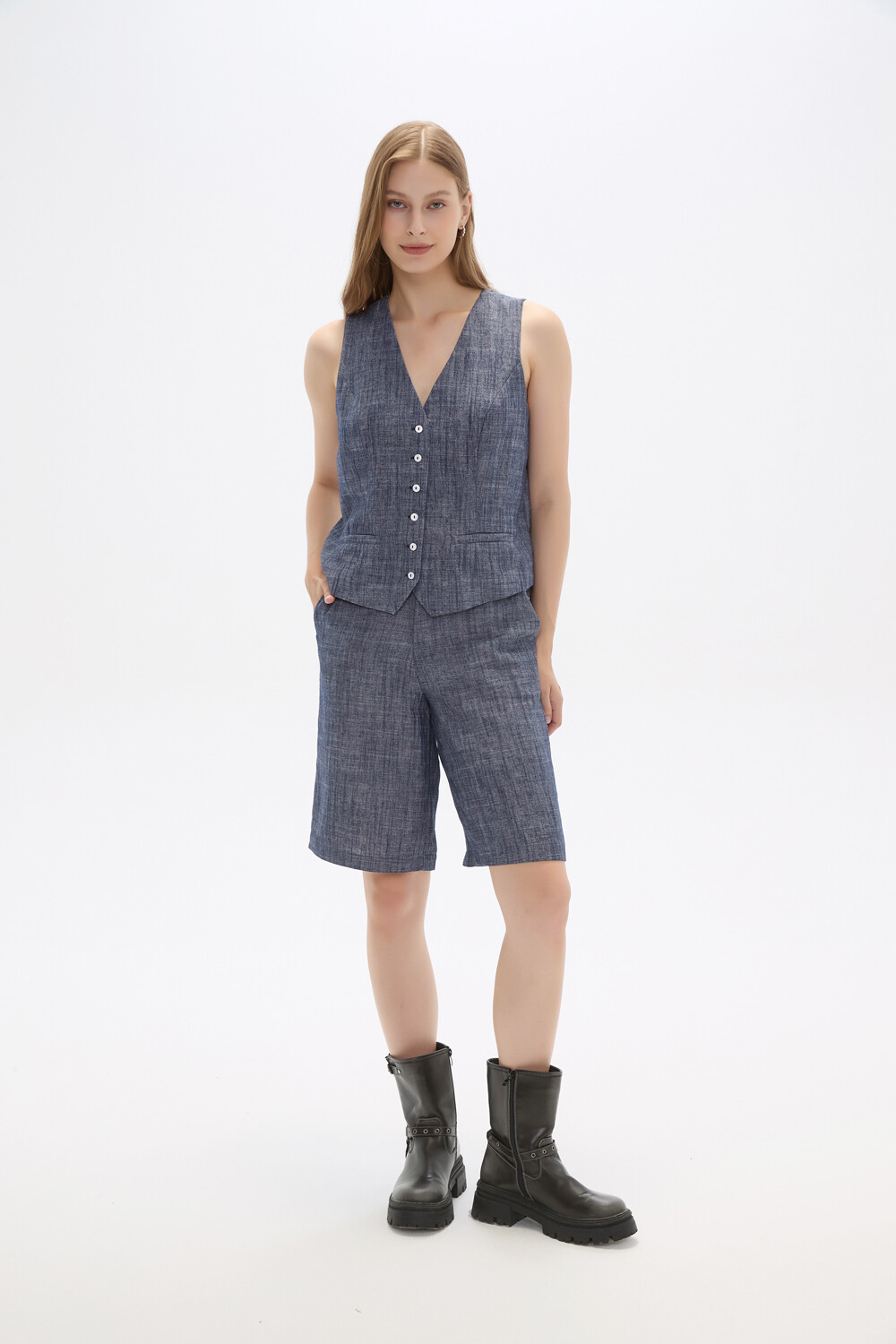 Chaleco Lache Azul Piedra