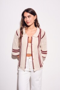 Camisa Crochet Rayada Nácar