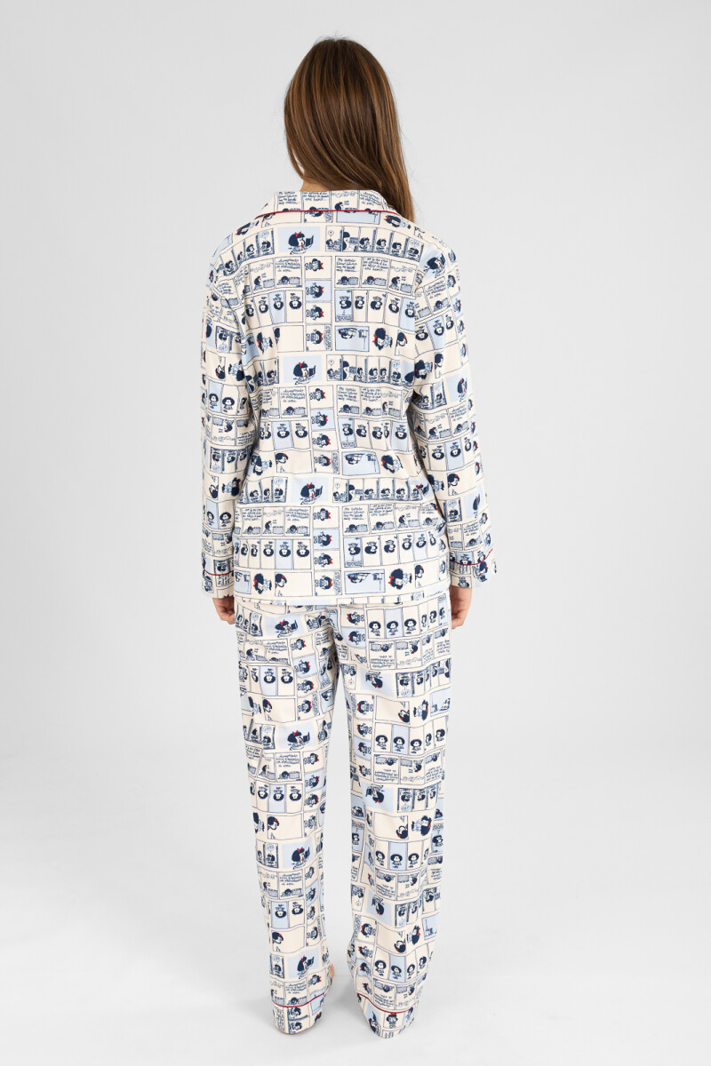 Pijama mafalda 2 flannel fleece Marfil