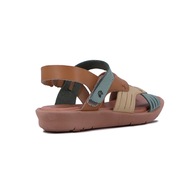 Country Sandalia Dama Casual C/dos Tiras Y Pulsera S/baja Beige-nuez
