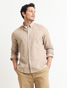 011665 CAMISA DE LINO HARRINGTON LABEL Camel