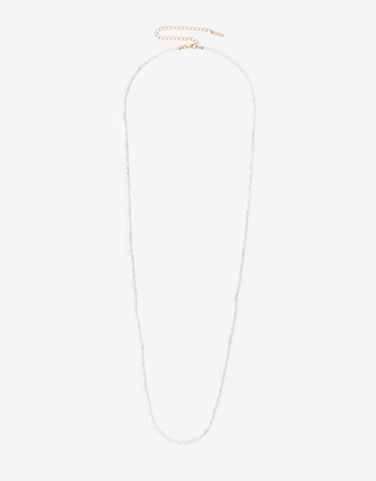 Collares Largos Color Collar Largo Beads Facetados - Blanco Crema