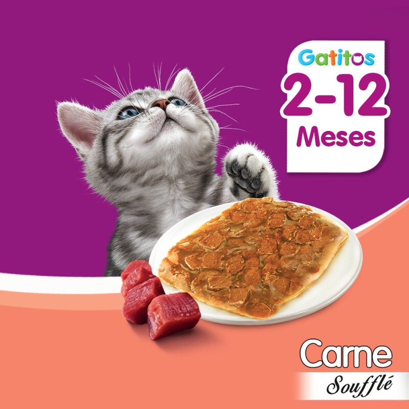 WHISKAS EN SALSA SOUFFLE CARNE GATITOS ALIMENTO HUMEDO 85 GR