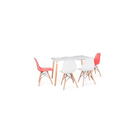 Juego de Comedor Eames Mesa Rectangular 120x80 + 4 Sillas Blanco