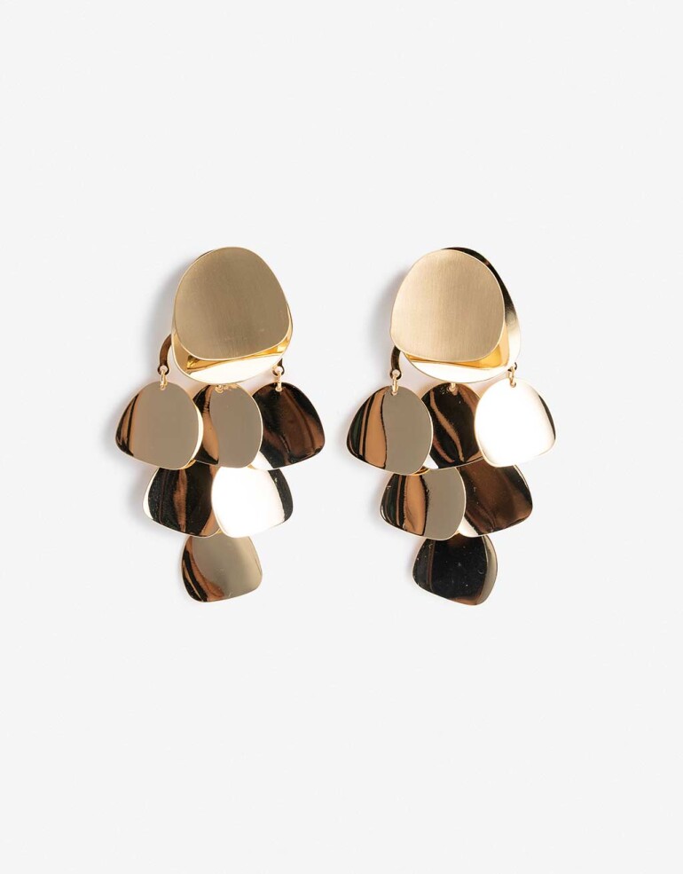 Aros Colgantes Largos Metal Aros Largos Chapones Metal - Dorado