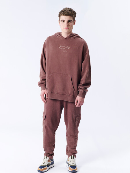 Canguro deportivo oversize Estampa Dreams Marrón