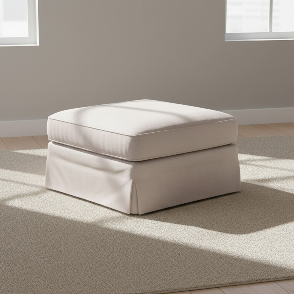 PUFF TELA-Y-MADERA NATURAL-BEIGE CHARLIE NATURAL