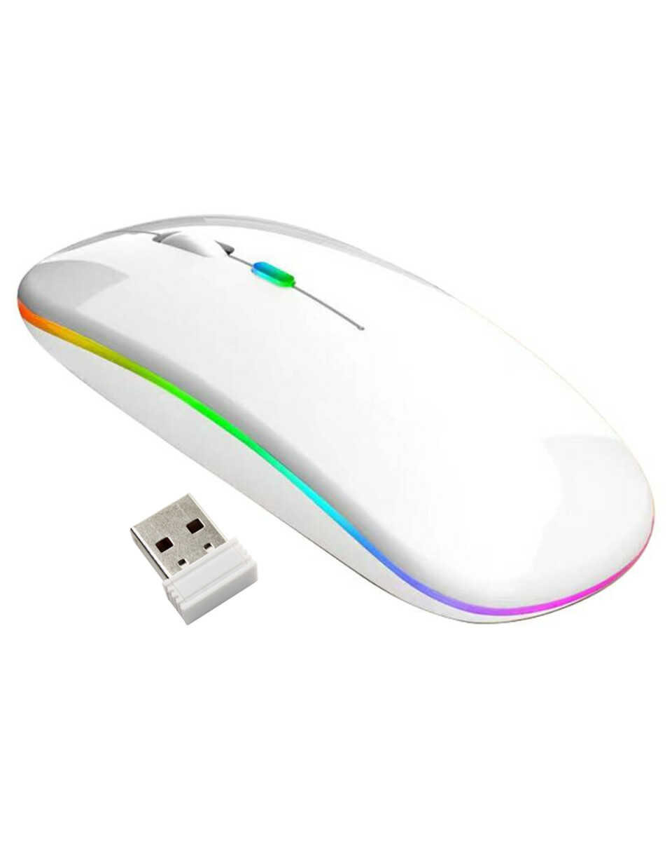 Mouse Inalámbrico Ultra Slim con Efecto de Luces - Blanco 