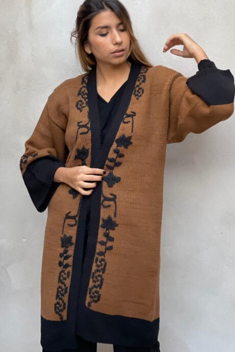 KIMONO MALAUI CAMEL Y NEGRO